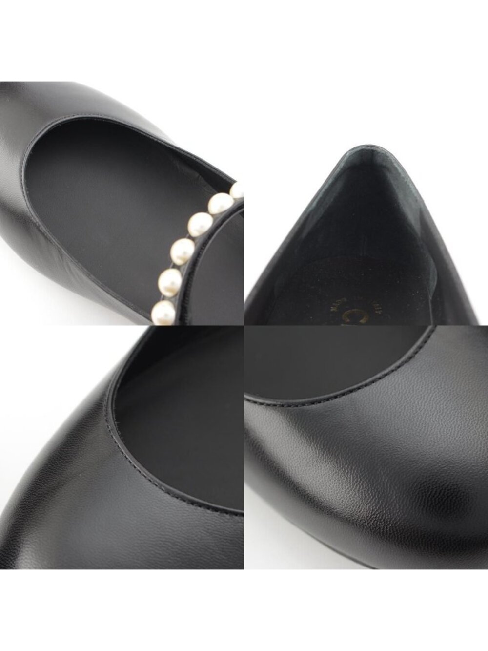 Chanel 40C Mary Jane Goatskin CC Logo Pumps Pearl Shoes Black 40C - Picture 9 of 10